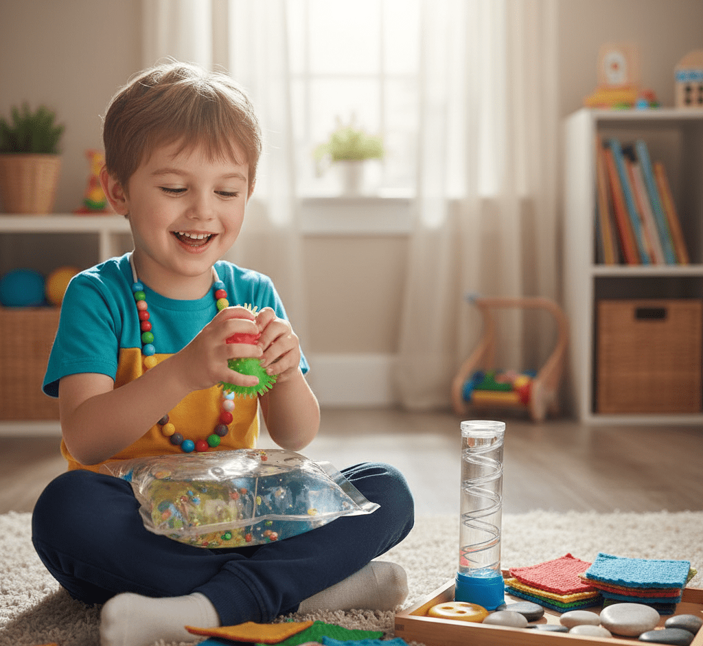Child receiving occupational therapy for sensory processing